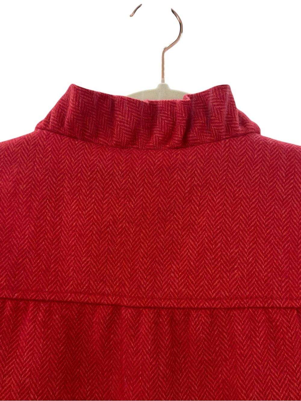 J.Crew Y2K Fiona Wool Herringbone Ruffle Jacket Rhubarb Red Size 6 FA08 - Picture 8 of 13